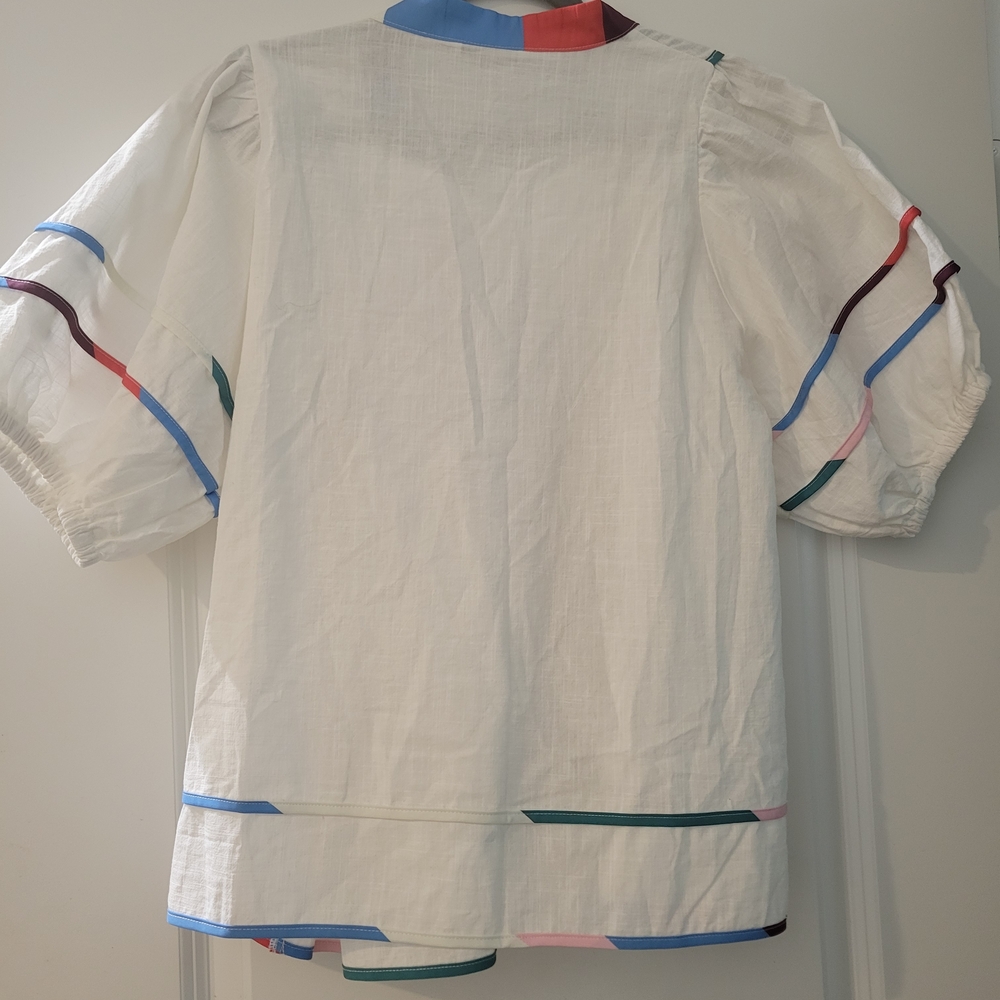 Cicy Bell Colorful Striped White Blouse - Picture 5 of 6